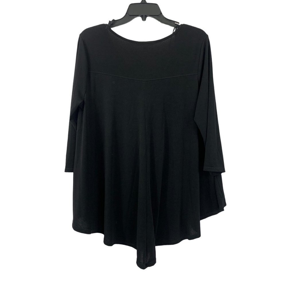 Roz & Ali Women's Black Zipper Blouse - Picture 2 of 6